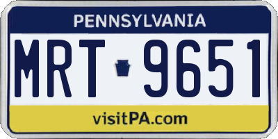 PA license plate MRT9651