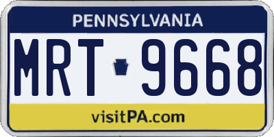 PA license plate MRT9668