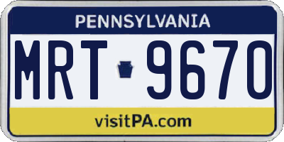 PA license plate MRT9670