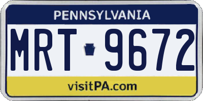 PA license plate MRT9672