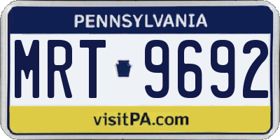 PA license plate MRT9692