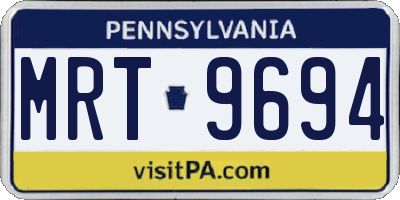 PA license plate MRT9694