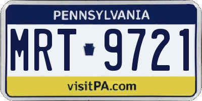 PA license plate MRT9721