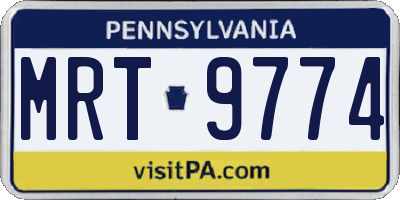 PA license plate MRT9774