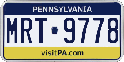 PA license plate MRT9778