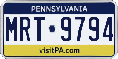 PA license plate MRT9794