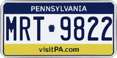 PA license plate MRT9822