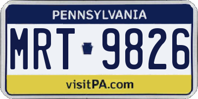 PA license plate MRT9826