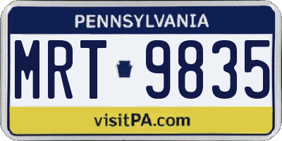 PA license plate MRT9835