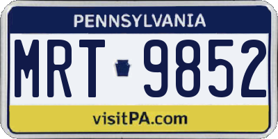PA license plate MRT9852