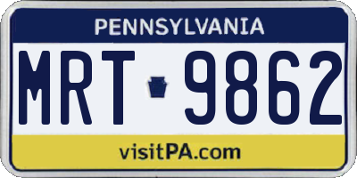 PA license plate MRT9862