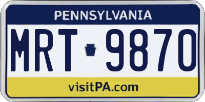 PA license plate MRT9870