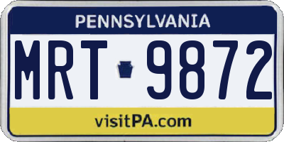 PA license plate MRT9872