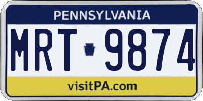 PA license plate MRT9874