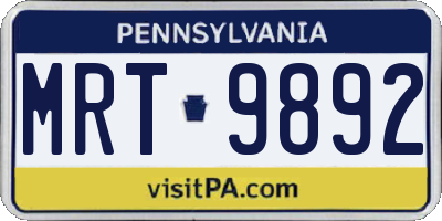 PA license plate MRT9892