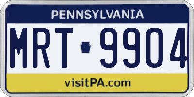 PA license plate MRT9904