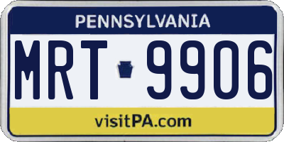 PA license plate MRT9906