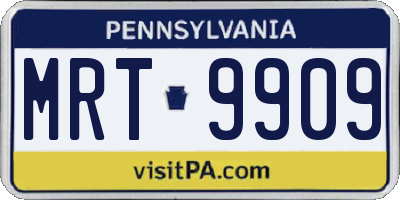 PA license plate MRT9909