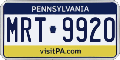 PA license plate MRT9920