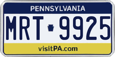 PA license plate MRT9925