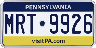 PA license plate MRT9926