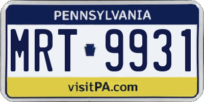PA license plate MRT9931