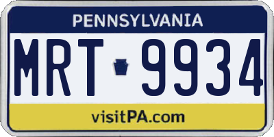 PA license plate MRT9934
