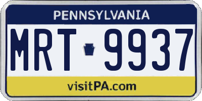 PA license plate MRT9937