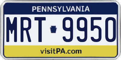 PA license plate MRT9950