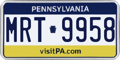 PA license plate MRT9958