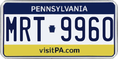 PA license plate MRT9960