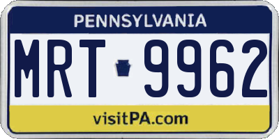 PA license plate MRT9962