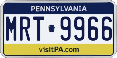 PA license plate MRT9966