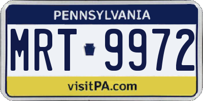 PA license plate MRT9972