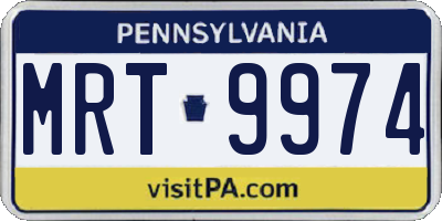 PA license plate MRT9974
