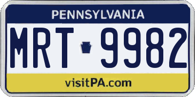 PA license plate MRT9982
