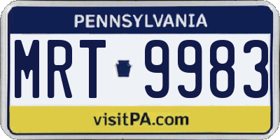 PA license plate MRT9983