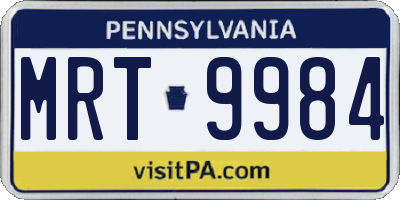 PA license plate MRT9984