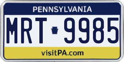 PA license plate MRT9985