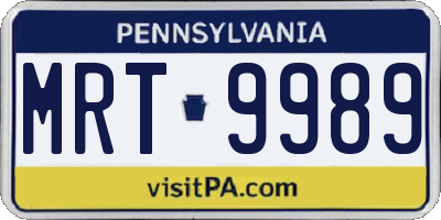 PA license plate MRT9989