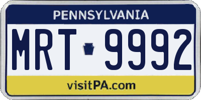 PA license plate MRT9992
