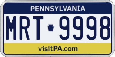 PA license plate MRT9998