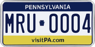 PA license plate MRU0004