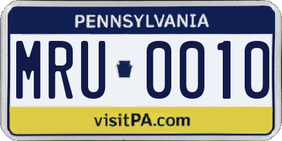 PA license plate MRU0010