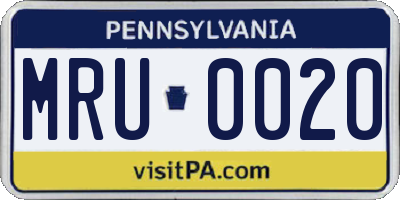 PA license plate MRU0020