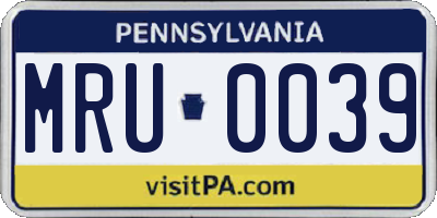 PA license plate MRU0039