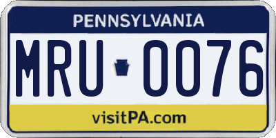 PA license plate MRU0076