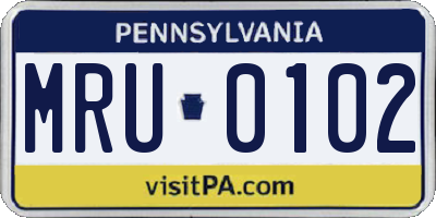 PA license plate MRU0102