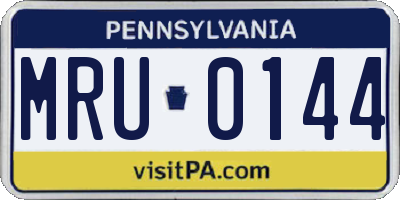 PA license plate MRU0144