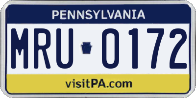 PA license plate MRU0172